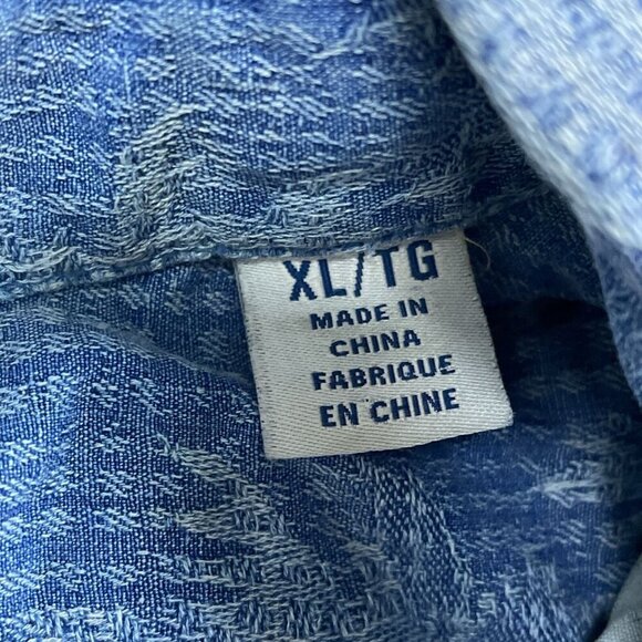 Vintage Blue Hawaiian Silk Button-Up Shirt XL  6355 - Picture 3 of 7